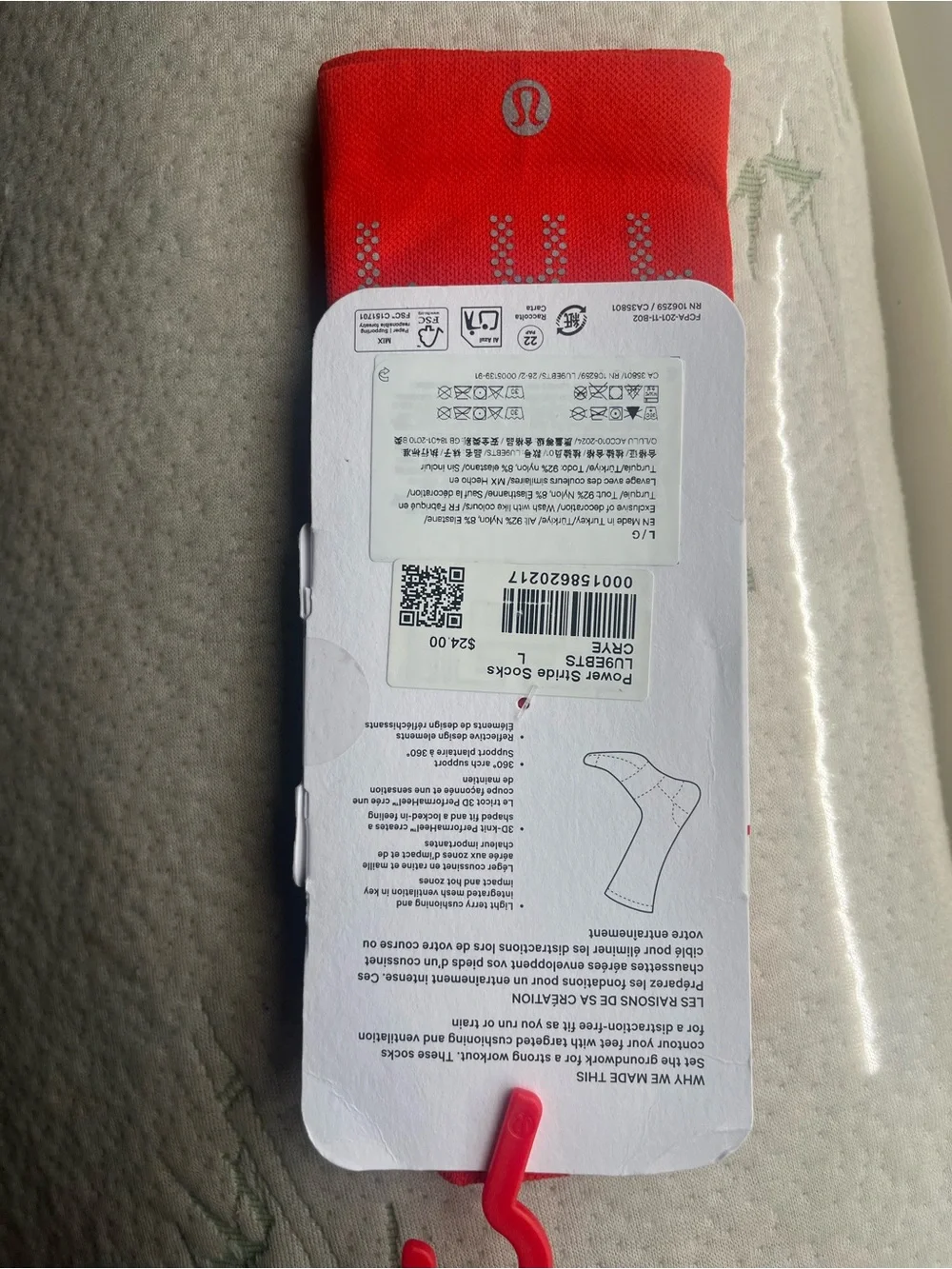 lululemon athletica Red Performance Crew Socks